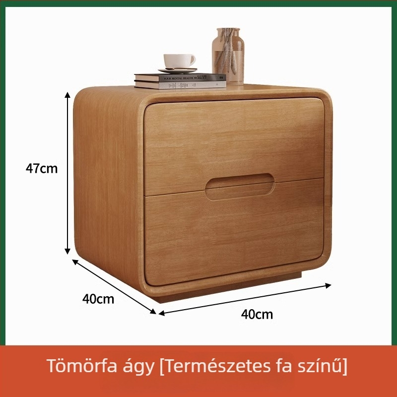 Masszív faból készült éjjeliszekrény természetes stílusban, minimalistikus modern dizájn a hálószobába, kompakt tároló.