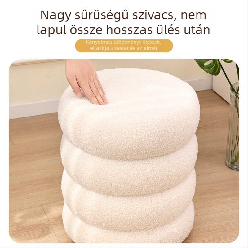 Velúr körkörös alacsony taburet otthonra, kis nappaliba, kényelmes hosszú üléshez, bejárati cipőszék