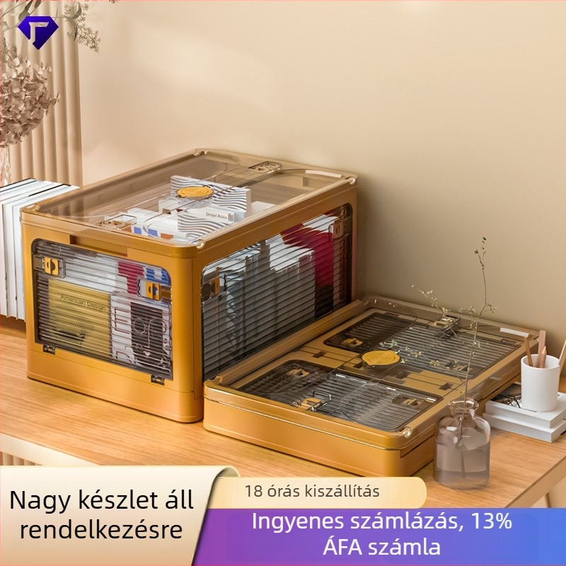 Kiválasztott tároló doboz ruhák és játékok számára, összecsukható műanyag kosár, mozgatható, nagy kapacitás
