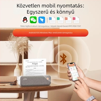 Mini A4 nyomtató otthoni használatra, hordozható tinta nélküli nyomtató házi feladatokhoz és tanuláshoz
