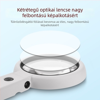 Tölthető összecsukható kettős használatú nagyító gyűrűs világítással, telefonos olvasáshoz és elektronikai javításokhoz — FS75DC