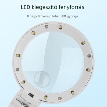 Tölthető összecsukható kettős használatú nagyító gyűrűs világítással, telefonos olvasáshoz és elektronikai javításokhoz — FS75DC