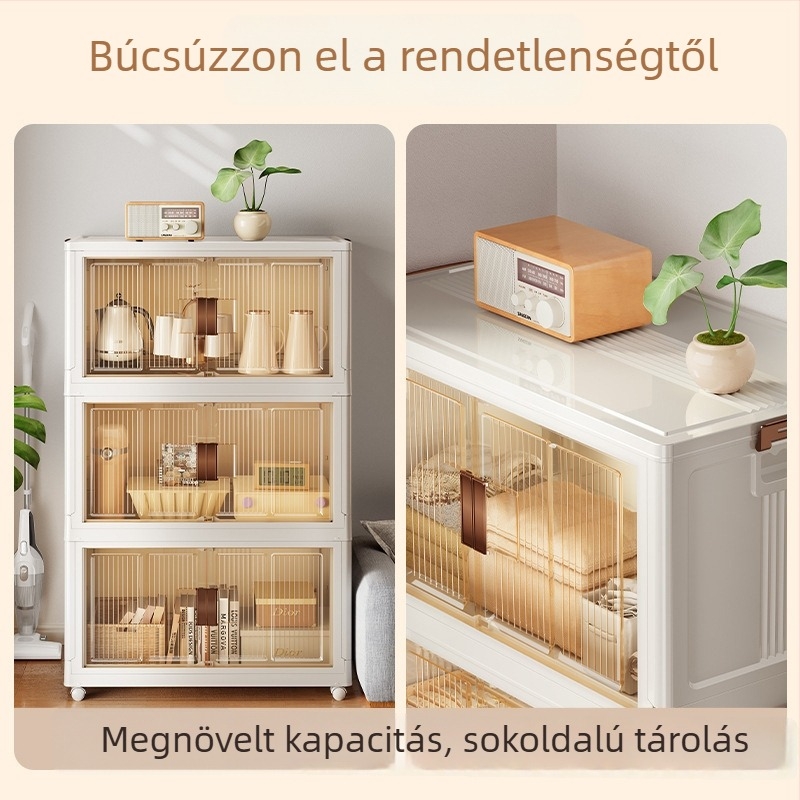 Összecsukható otthoni tároló szekrény szerelés nélkül, több polccal