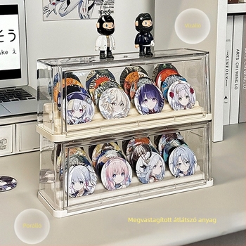Asztali akril tartály tároló doboz átlátszó címkekijelzővel és pormentes fokozat kiállító vitrínnel