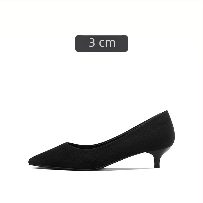 Baka Fu női irodai cipő, fekete velúr, hegyes orrú, 6-8 cm-es sarok, formális viselet