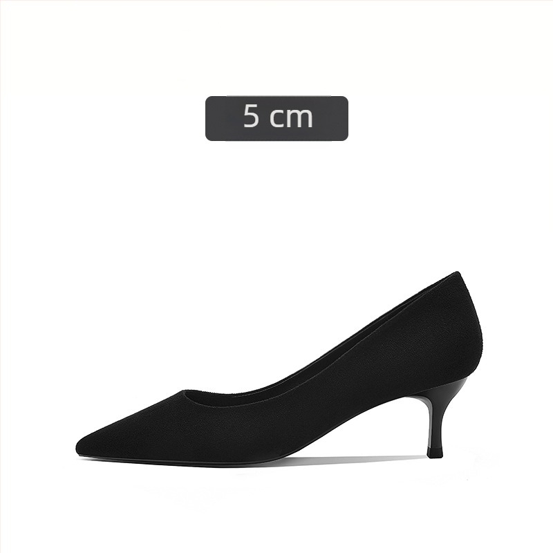 Baka Fu női irodai cipő, fekete velúr, hegyes orrú, 6-8 cm-es sarok, formális viselet