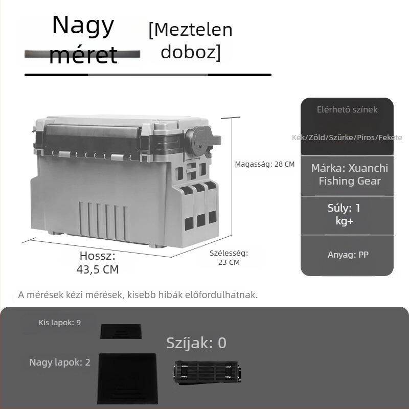 Xuanshi Luya Két rétegű nagy kapacitású horgász doboz, felszerelés tárolására