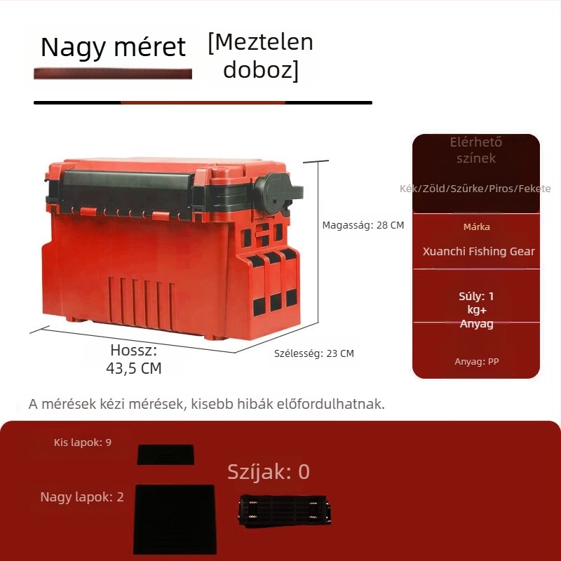 Xuanshi Luya Két rétegű nagy kapacitású horgász doboz, felszerelés tárolására
