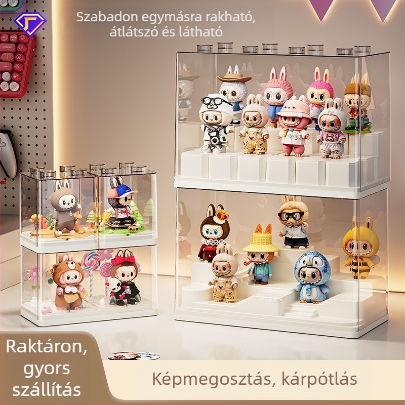 Porvédett, átlátszó akril kijelzőszekrény blind box és LEGO játékok tárolására – asztali rendező
