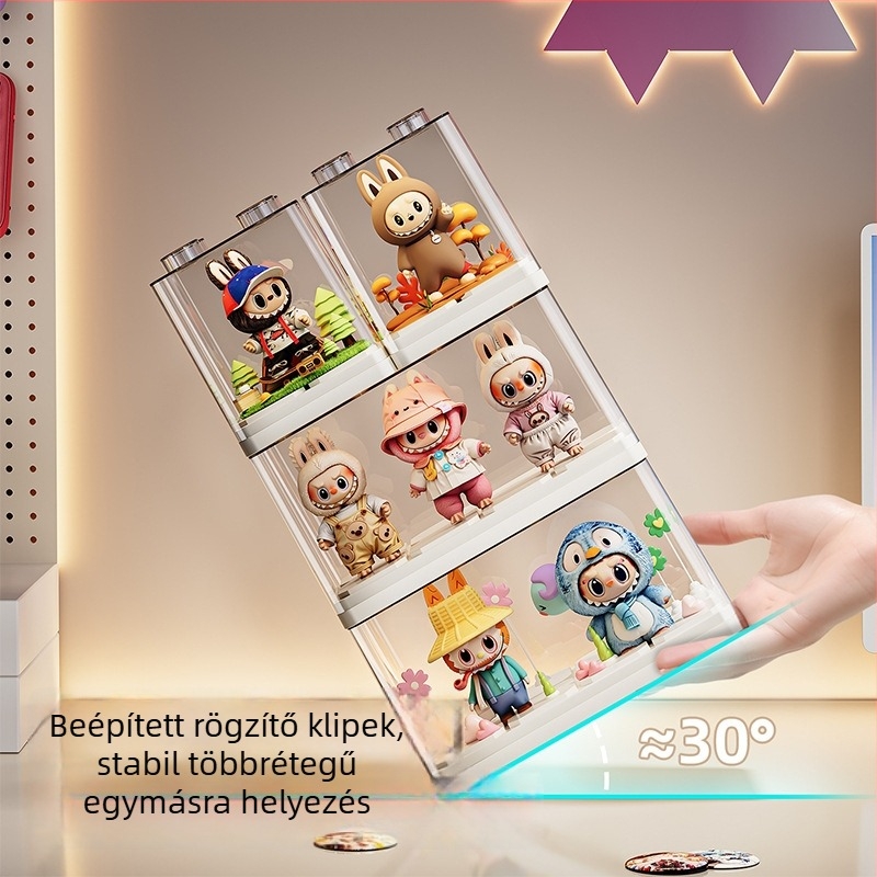 Porvédett, átlátszó akril kijelzőszekrény blind box és LEGO játékok tárolására – asztali rendező