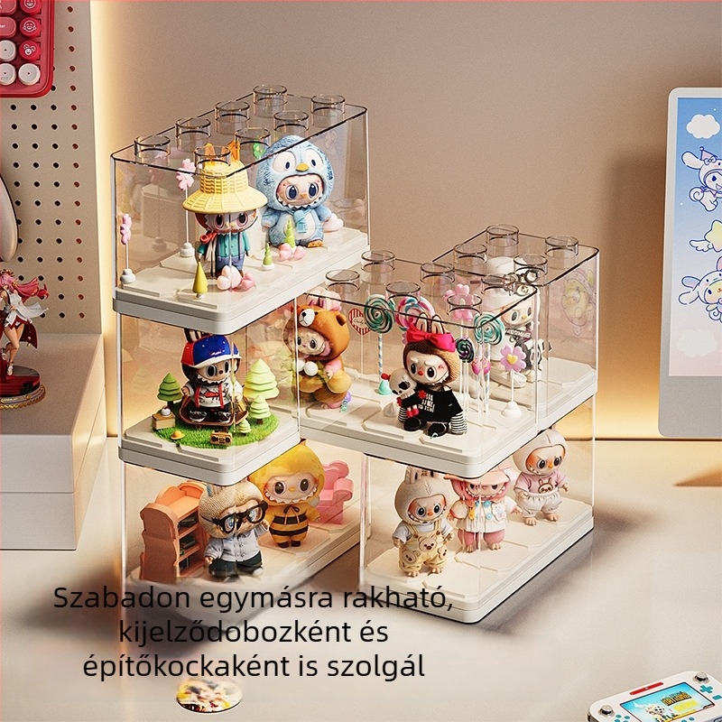 Porvédett, átlátszó akril kijelzőszekrény blind box és LEGO játékok tárolására – asztali rendező