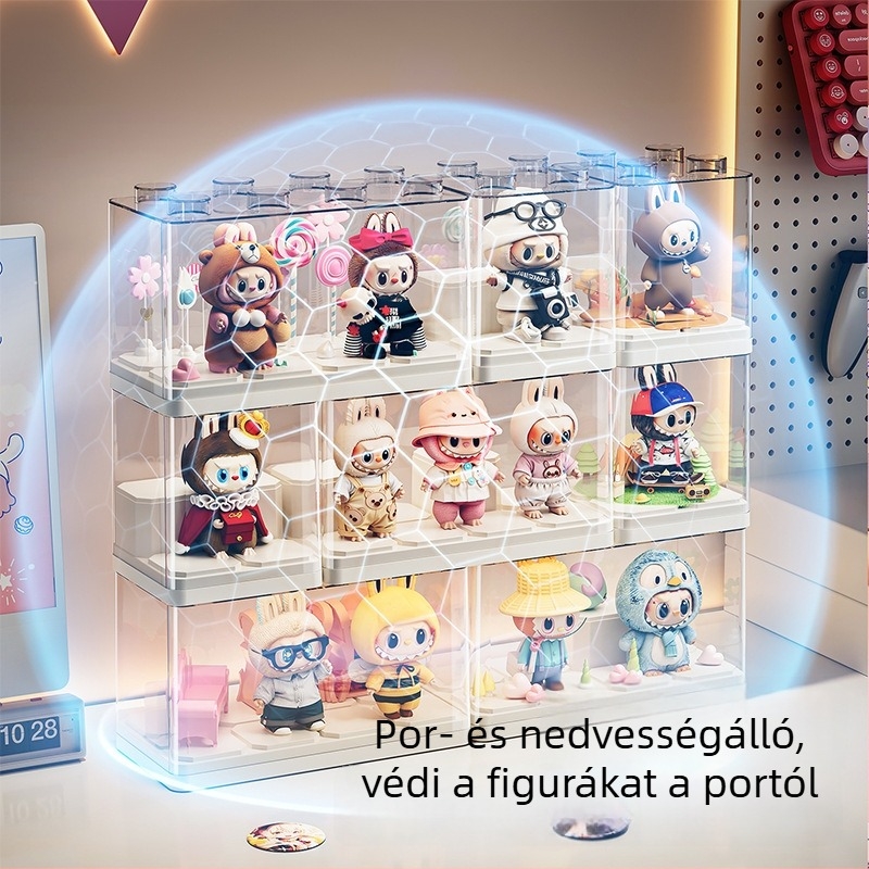 Porvédett, átlátszó akril kijelzőszekrény blind box és LEGO játékok tárolására – asztali rendező