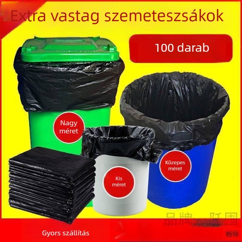Nagy méretű, extra vastag szemeteszacskók, konyhákhoz, szállodákhoz, ingatlanüzemeltetéshez, iskolákhoz, kereskedelmi használatra, nagy kapacitású