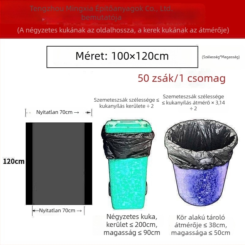Nagy méretű, extra vastag szemeteszacskók, konyhákhoz, szállodákhoz, ingatlanüzemeltetéshez, iskolákhoz, kereskedelmi használatra, nagy kapacitású