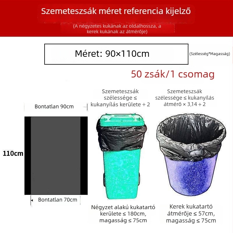 Nagy méretű, extra vastag szemeteszacskók, konyhákhoz, szállodákhoz, ingatlanüzemeltetéshez, iskolákhoz, kereskedelmi használatra, nagy kapacitású