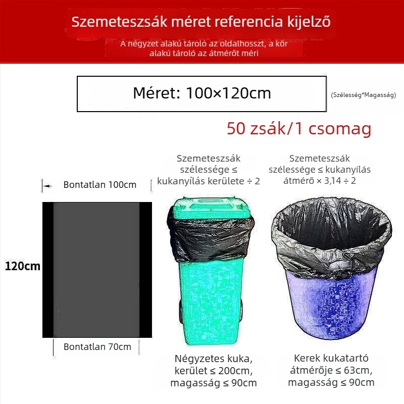 Nagy méretű, extra vastag szemeteszacskók, konyhákhoz, szállodákhoz, ingatlanüzemeltetéshez, iskolákhoz, kereskedelmi használatra, nagy kapacitású