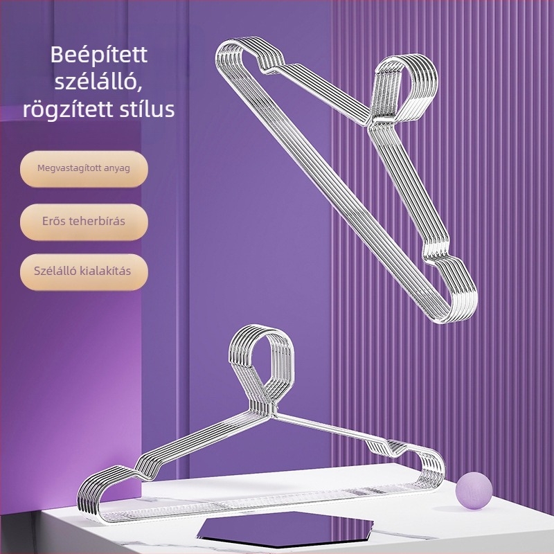 Rozsdamentes acélból készült ruhatartó szélálló automata csattal, beltéri és kültéri használatra (erkély, kollégium)