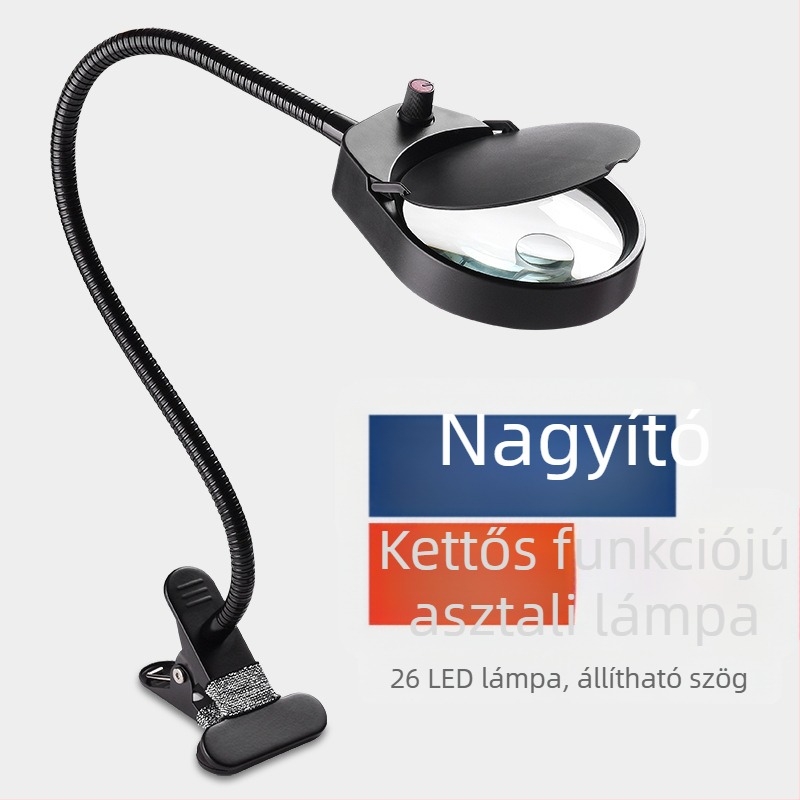 Asztali klipsz-nagyító világítással, HD optikai lencsével mobiltelefonok áramkörök javításához és kozmetikai feladatokhoz