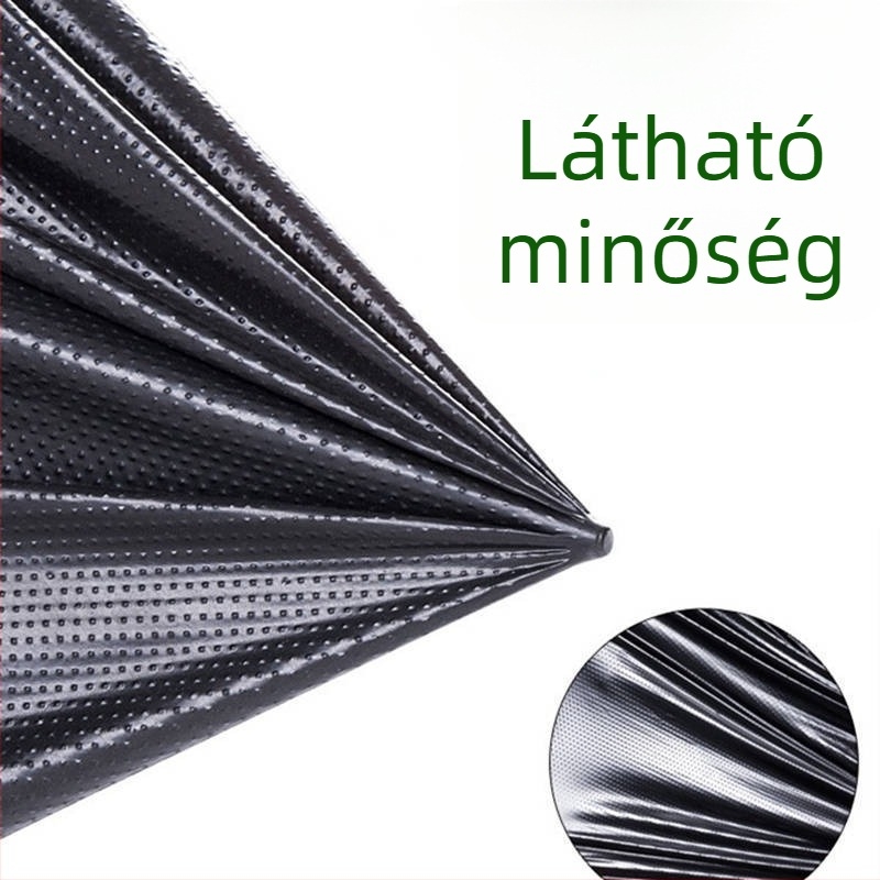 Nagy zseb, mellény-stílusú szemeteszsák, hordozható, extra vastag, kereskedelmi célú kültéri használatra, fekete.