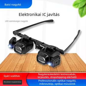 LED nagyító szemüveg 24x, többlencsés rendszerrel elektronikus chipek javításához, modell 2925S2