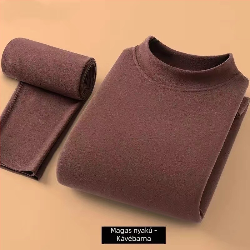 Férfi fleece-bevonatú termoszett, vékony őszi felső és nadrág, kerek nyakú