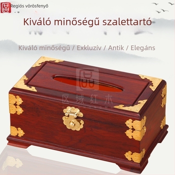Kínai stílusú rózsafa szalvétatartó – nappali dohányzóasztalhoz, tömörfa