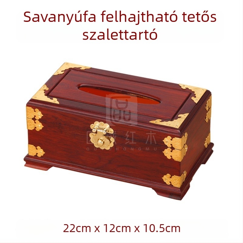 Kínai stílusú rózsafa szalvétatartó – nappali dohányzóasztalhoz, tömörfa