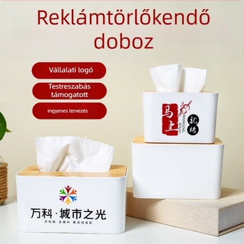 Személyre szabott szalvétatartó logó nyomtatással és fa fedéllel