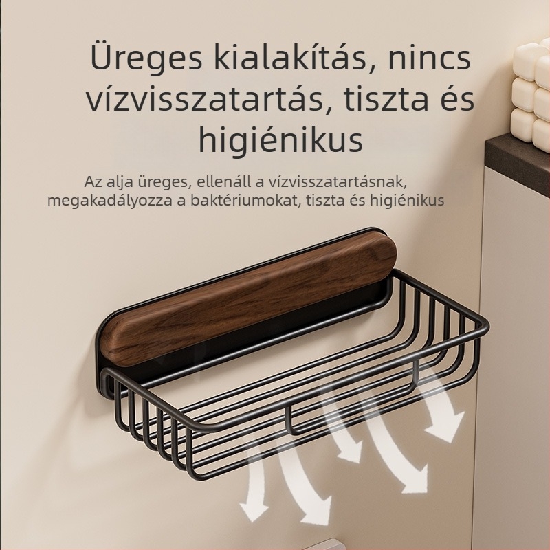 Fekete diófa anyagú papírzsepi tartó és WC-papírtartó, fürdőszoba, falra szerelhető