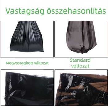 Fekete vastagított műanyag szemeteszsákok háztartási használatra, különböző méretek, praktikus mindennapi használatra
