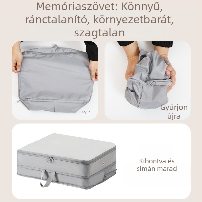 Nagy méretű kompressziós táska pehelydzseki és takarók rendezésére, otthoni tároláshoz és utazáshoz