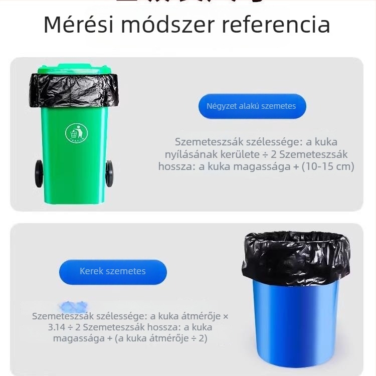 Kereskedelmi felhasználásra szánt nagy fekete szemeteszsákok, vastagított polietilén, sík szájú kivitel