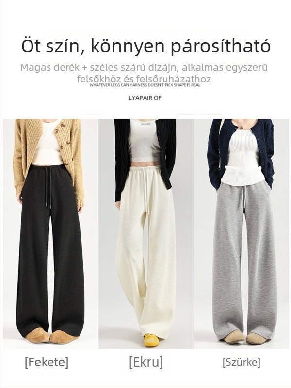Khaki banán nadrág nőknek, 2026 tavasz, keskeny szabás, magas derék, laza egyenes sziluett, széles lábszár