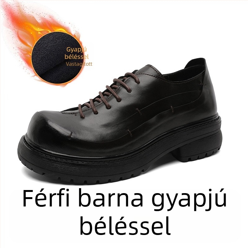 Férfi Derby cipők vastag talppal - retro casual ferde fűzőzéssel 6058-K