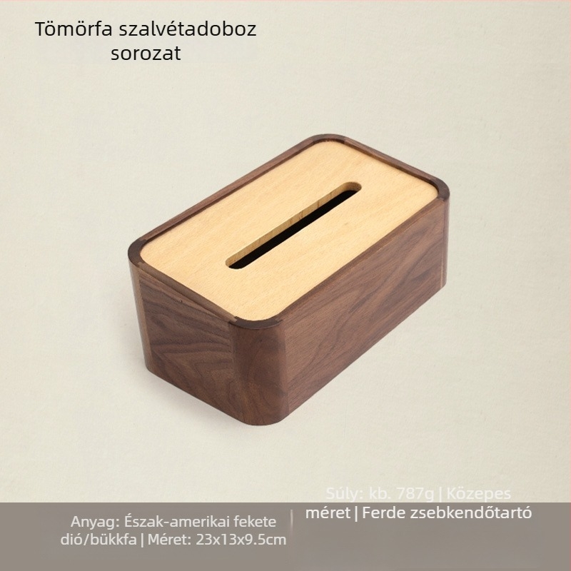 Tömörfa minimalista fürdőszobai papírzsebkendő doboz, asztali használatra