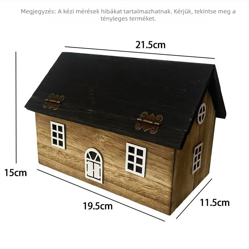 Kreatív kézműves, kis ház alakú fa asztali zsebkendő tartó éttermeknek, nappaliknak, szállodáknak és vendégházaknak