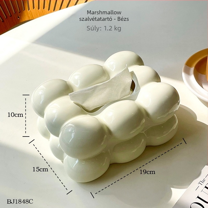 Kerámia papírzsebkendő tartó marshmallow mintával, kreatív dizájn az asztalhoz, könnyű luxus otthoni dekoráció