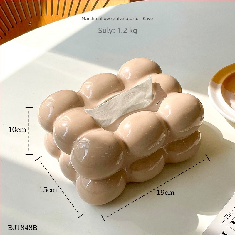 Kerámia papírzsebkendő tartó marshmallow mintával, kreatív dizájn az asztalhoz, könnyű luxus otthoni dekoráció