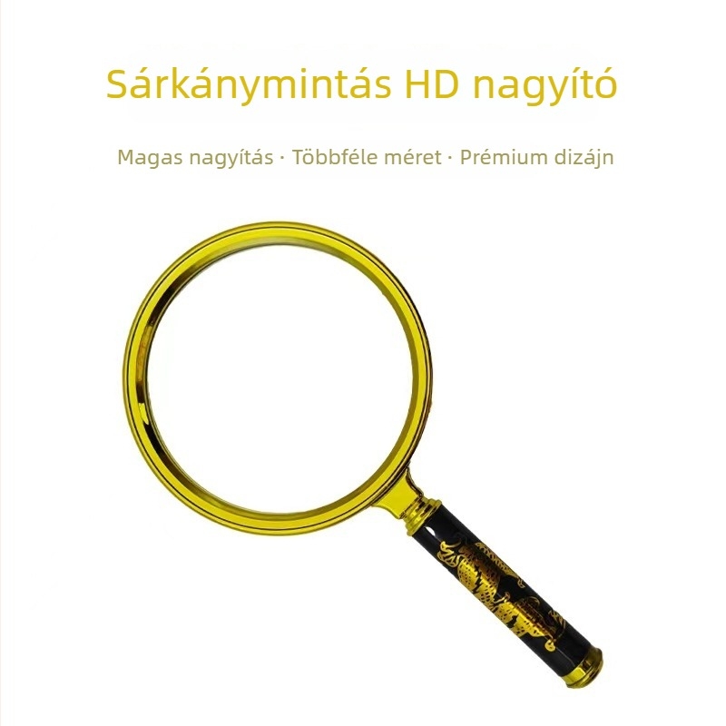 S alakú sárkányfogantyúval ellátott nagyító, sárkány mintával, 10× nagyítás, ajándék