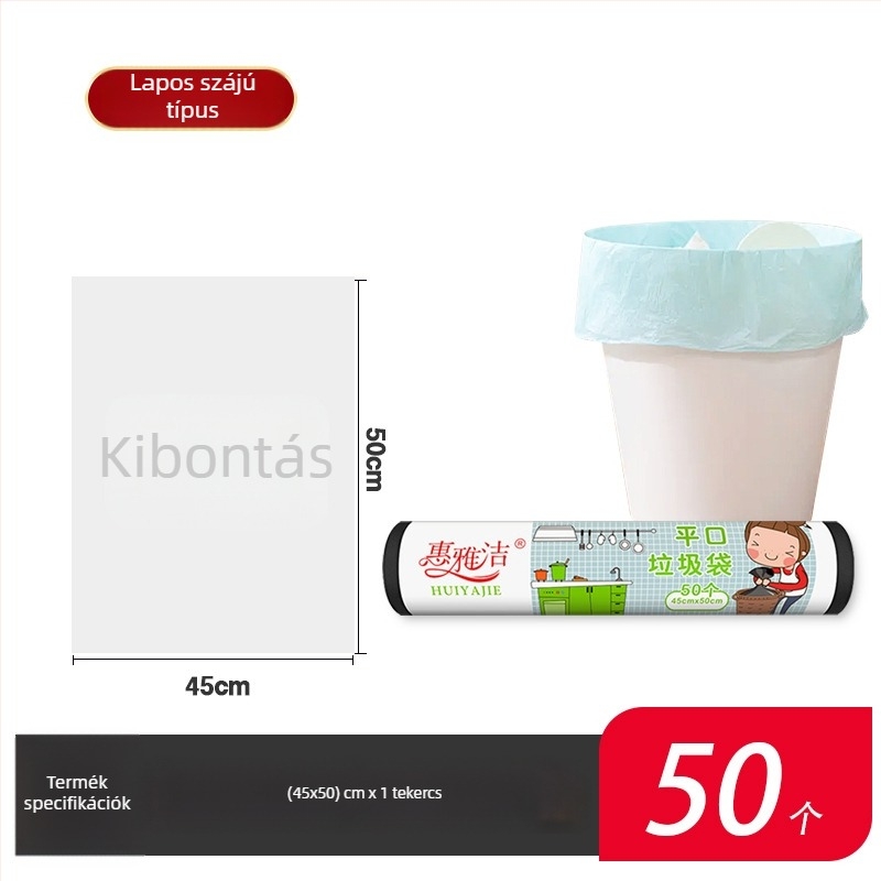Fekete, vastagított szemeteszsákok, nagy méret, konyhai műanyag zacskók, mellény-stílusú, sík szájú, fogantyúval