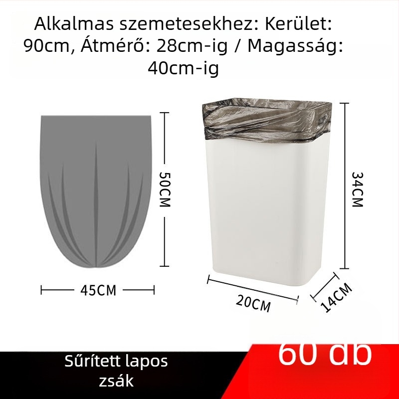 Fekete szemeteszsákok háztartási használatra, hordozható, megerősített, nagy és extra-nagy, konyha- és kollégiumi takarításhoz