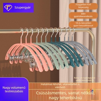 Háztartási ruhafogas nyom nélkül, csúszásmentes klipszekkel, balkonos ruhatároló állvány