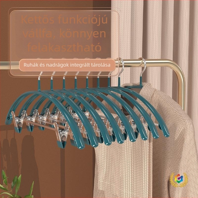 Háztartási ruhafogas nyom nélkül, csúszásmentes klipszekkel, balkonos ruhatároló állvány