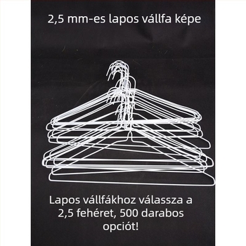 Egyszer használatos ruhafogasok mosodák számára, 600 darab; vastagított acéldrótból készült ruhafogasok és szárítórácsok; 2,2 ruhatartó elemek.