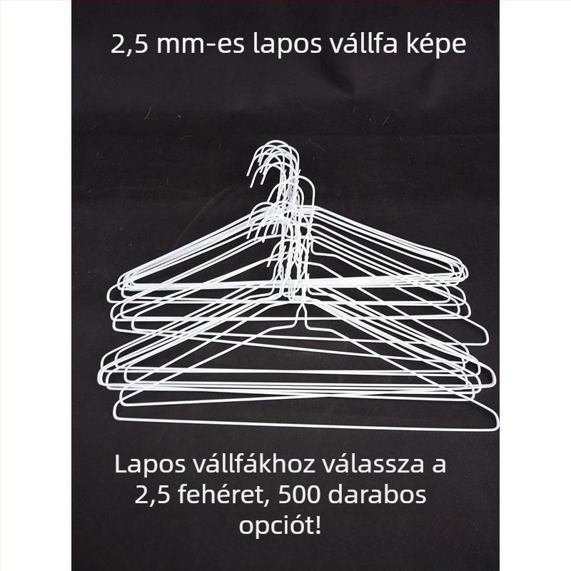 Egyszer használatos ruhafogasok mosodák számára, 600 darab; vastagított acéldrótból készült ruhafogasok és szárítórácsok; 2,2 ruhatartó elemek.