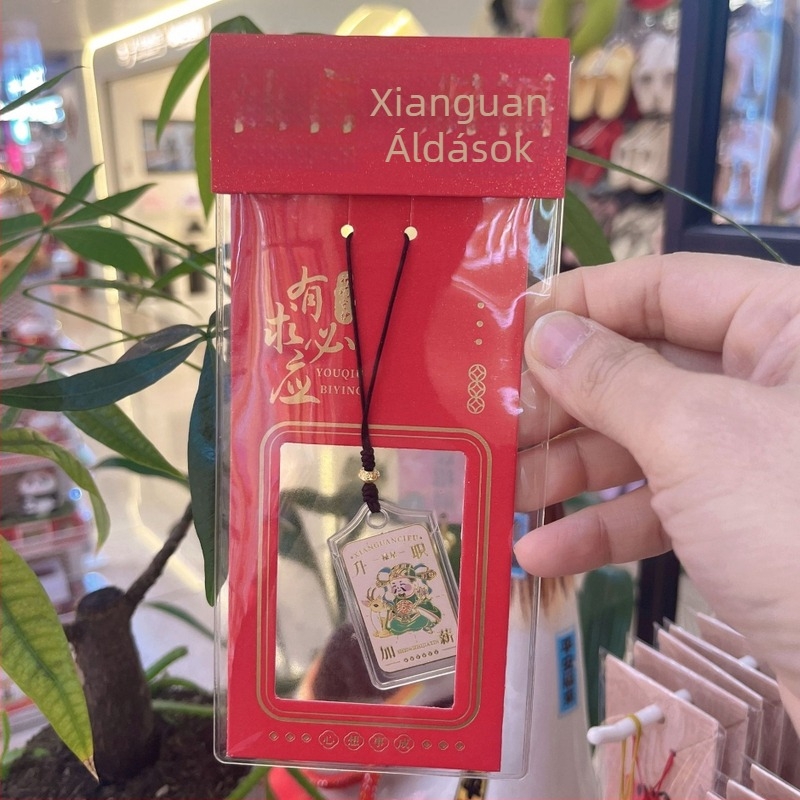 Akrilból készült, kis aranymedálos telefonfüggő, kínai stílusú kulturális alkotás, szerencse talizmán, szuvenír