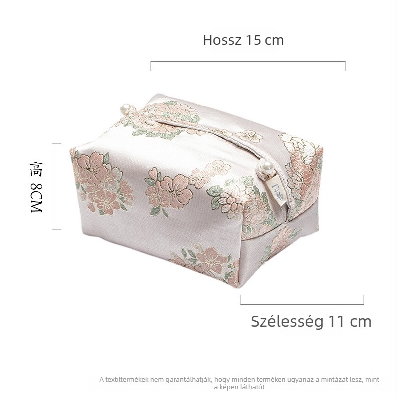 Hímzett textilezsebkendőtasak teaceremóniához, háztartási zsebkendőtartó és dekoratív zsebkendő-doboz