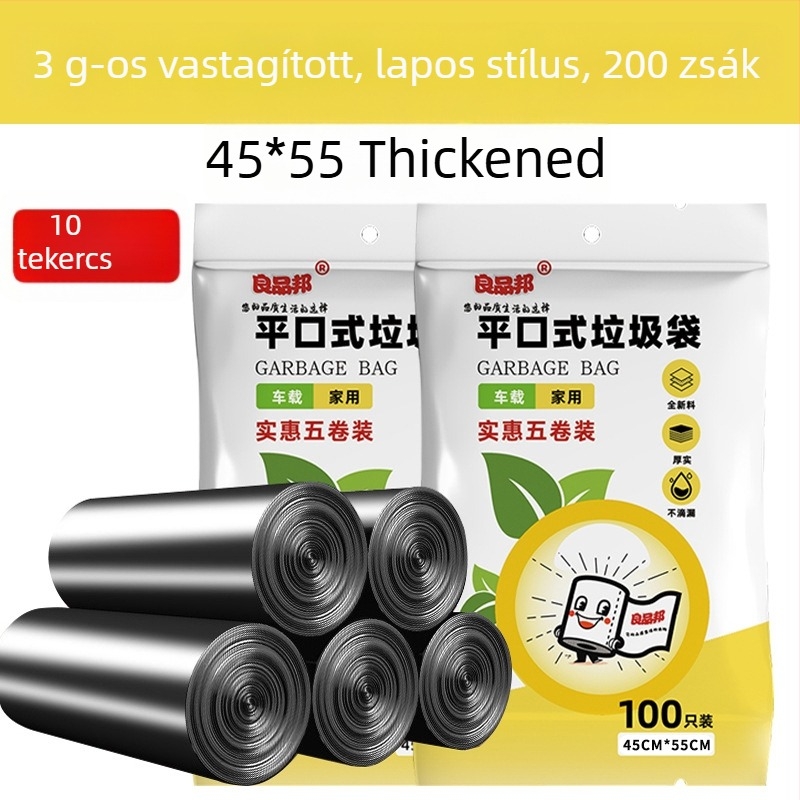 Háztartási és irodai használatra tervezett egyszer használatos szemeteszsákok, fekete és színes, színkódolt, tekercses kiszerelés, 45×50 cm, lapos szájú