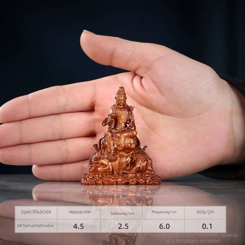 Manjushri-Puxian ülő réz szobor otthoni és irodai dekorációhoz – mini Buddha dísz