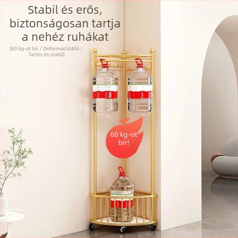 Sarokba illeszkedő padlóra álló ruhatartó, állítható hosszúságú, egyszerű, modern dizájn otthonhoz és hálószobához
